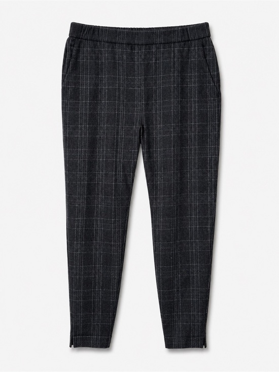Eileen Fisher Pants - Eileen Fisher Womens Charcoal Grey Windowpane Plaid Ankle Pants Tapered Size M